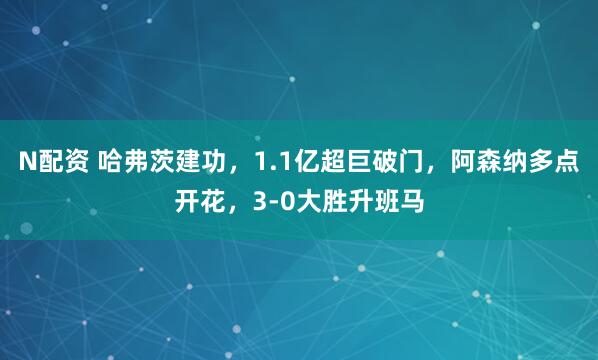 N配资 哈弗茨建功，1.1亿超巨破门，阿森纳多点开花，3-0大胜升班马